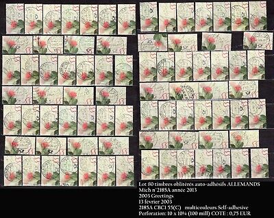 Lot 80 timbres oblitérés auto-adhésifs ALLEMANDS Mich n°2185A année 2013