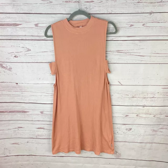 RVCA Women's Pink Sleeveless Talin Mock Neck Cut Out Stretch Dress Size Medium