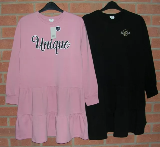 RIVER ISLAND bnwt Girls Two Dresses Pink Black UNIQUE Dress Age 11-12 152cm NEW