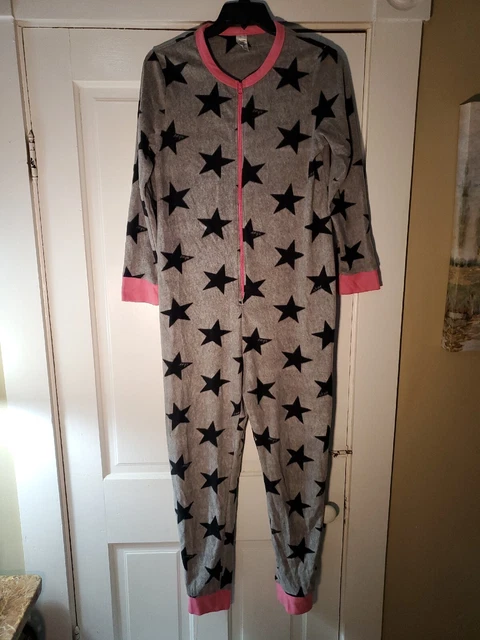 Star Fleece Unionsuit Pajamas Gray Pink Halloween Costume Robe Long Sleeve Warm