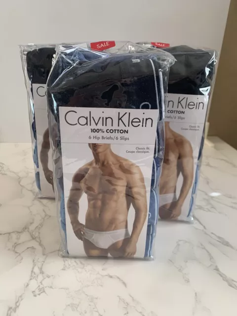 Calvin Klein Men Underwear 6Pack--S--Classic Fit Cotton Hip Briefs, Black/Blue