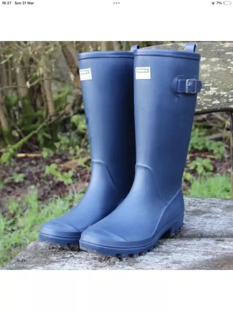 Town and Country Burford PVC Wellington Boots Navy Size Uk 5