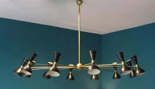 Lustre Italien Ovale Moderne Du Milieu Du Siècle En Laiton Et Verre Rose 2