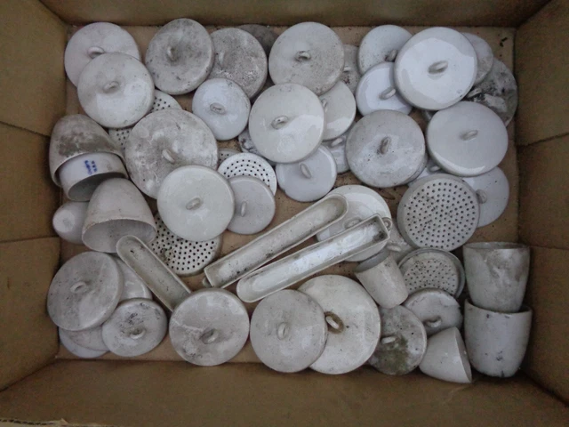 Estate Fresh Lot of Porcelain Lab Test Equipment Vessels, Lids, Trays, Crucibles