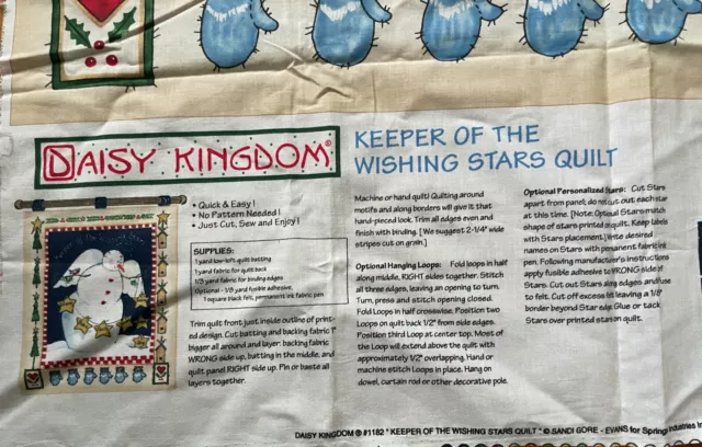 Daisy Kingdom KEEPER OF WISHING STARS Cut & Sew Cotton Quilt Panel Snowman 1182 3