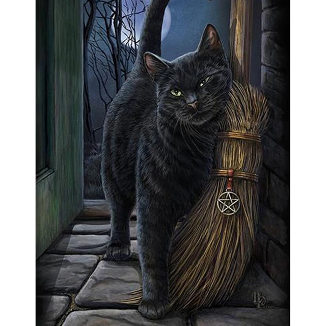 5D Zum Selbermachen Vollbohrer Diamant Malerei schwarz Katze Kreuzstich Stickerei Zuhause Wand D