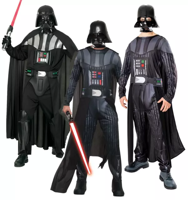 Darth Vader Mens Costume Licensed Villian Star Wars Official Fancy Dress + Mask