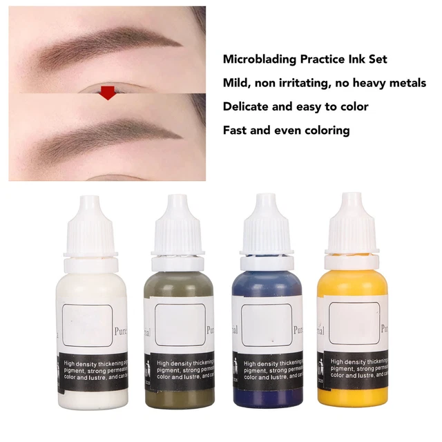 4 Colors 15ml Microblading Practice Ink Set Fast Coloring Strong Penetration Zz1