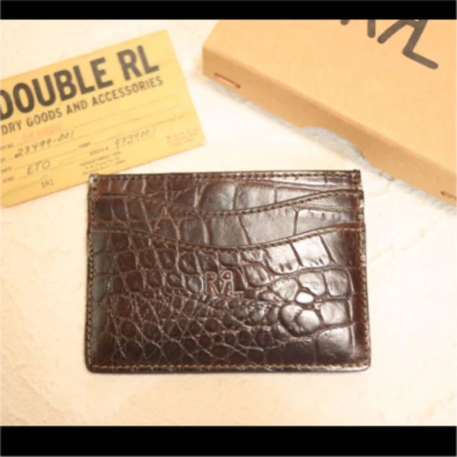 RRL enboss leather card wallet holder No.1483
