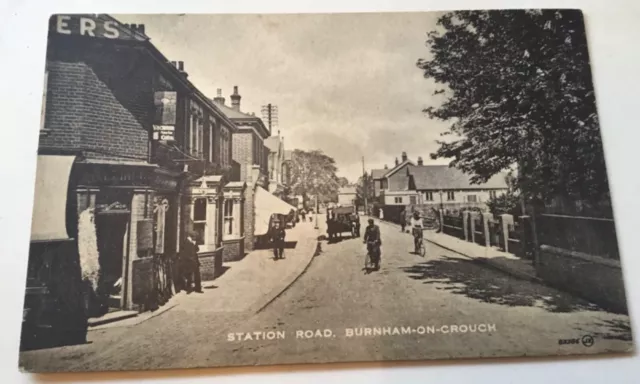 Antique postcard BURNHAM ON CROUCH station road Essex