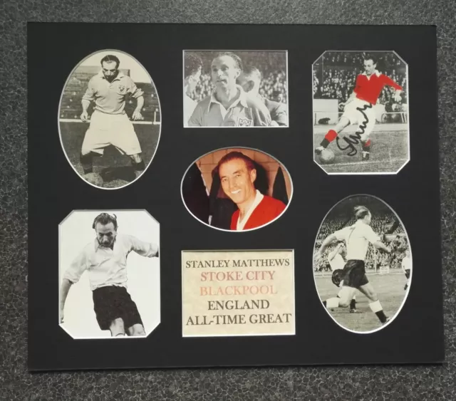 SIR STANLEY MATTHEWS BLACKPOOL ENGLAND FOOTBALL AUTOGRAPH 12x10 MOUNT COA SPT