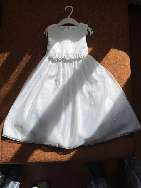 Abito Vestito Cerimonia Damigella Bambina 3-4 Anni. Cinderella Bianco Come Nuovo