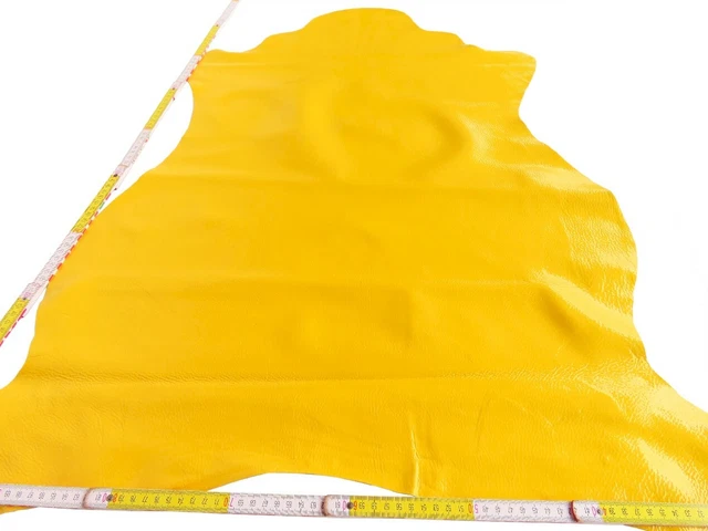 Lederhaut KALB GELB 80x65 1,2mm Oberleder Glattleder Nappa Lackleder Fell LARP