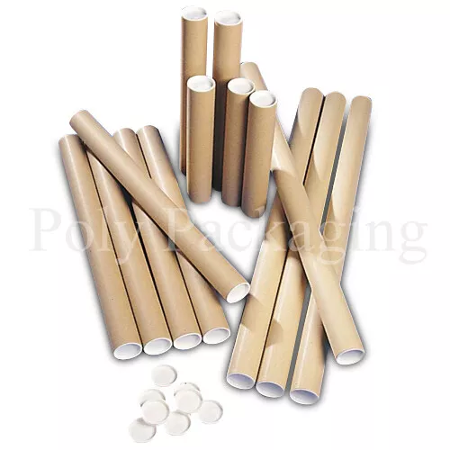 POSTING TUBES Cardboard A0/A1/A2/A3/A4 *ANYQTY/LENGTH + End Caps Postal Postage 3