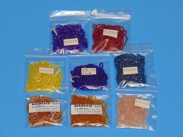Czech 3 Cut 12/0 Seed Bead Hanks & Loose Vintage Variety Lot of 8 NOS Czech 3 Cut 12/0 Seed Bead Hanks & Loose Vintage Variety Lot of 8 NOS