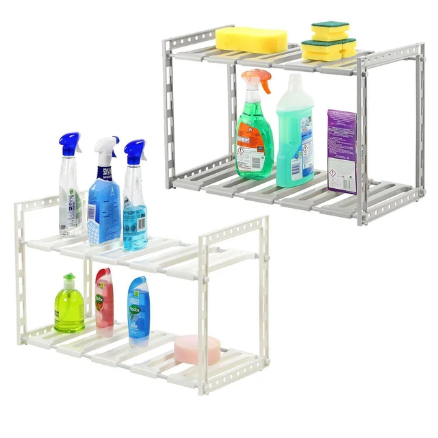 UNDER SINK KITCHEN Bathroom Expandable Shelf Organiser Cupboard Tidy