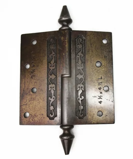One Antique Ornate Eastlake Victorian Steeple Tip Door Hinge 4.5" x 4.5" 3