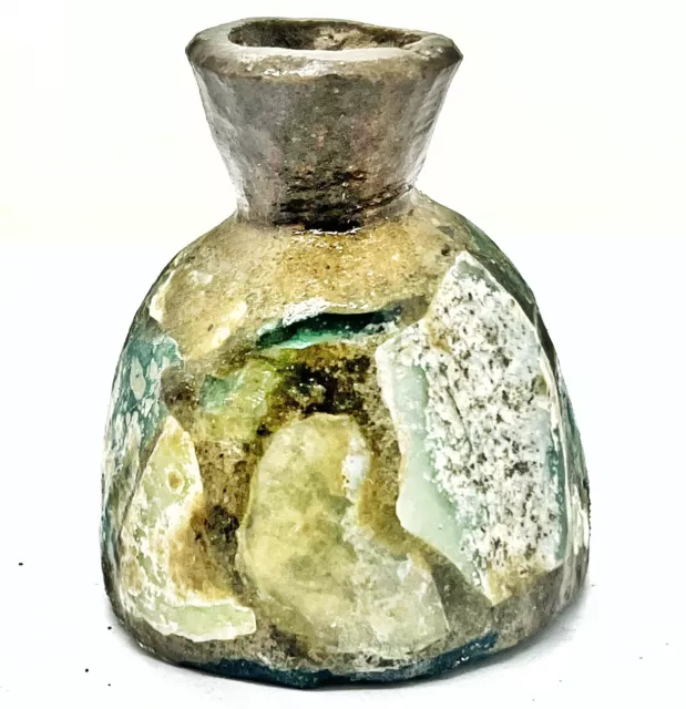 Beautiful Antique Glass Bottle Or Jar — Ancient Roman Style Bottle Artifact - X