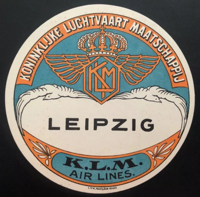 Mint Netherlands Air Baggage Label Tag Leipzig  KLM Royal Dutch Air Lines
