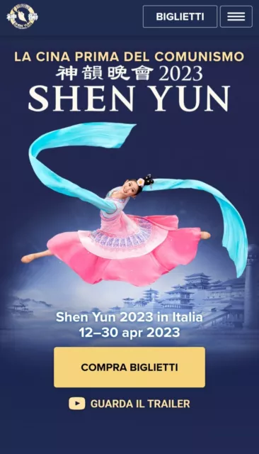 Biglietto Spettacolo SHEN YUN Teatro Regio Torino