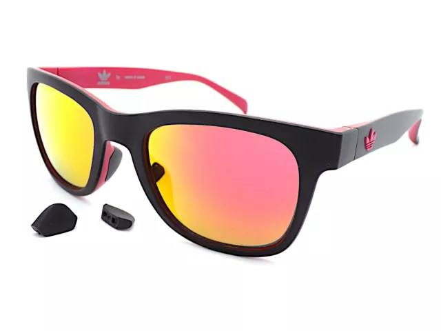 Adidas Lunettes de Soleil Noir Mat Sur Rouge Avec Miroir Verres AOR004 009.053