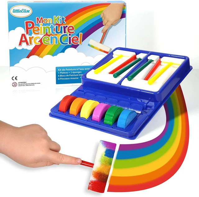 Kit Peinture Gouache Enfant 6 Blocs de Peinture 6 Pinceaux Mousse Nettoyage Faci