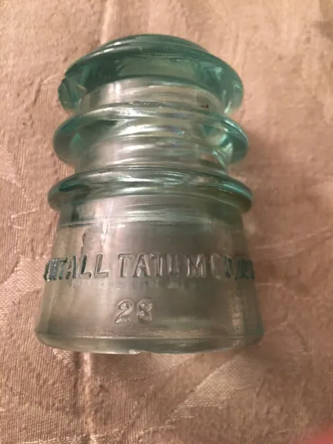 Insulator Glass Whitall Tatum Co No 3 CD 115 Emb 040 Ice Green Aqua SB