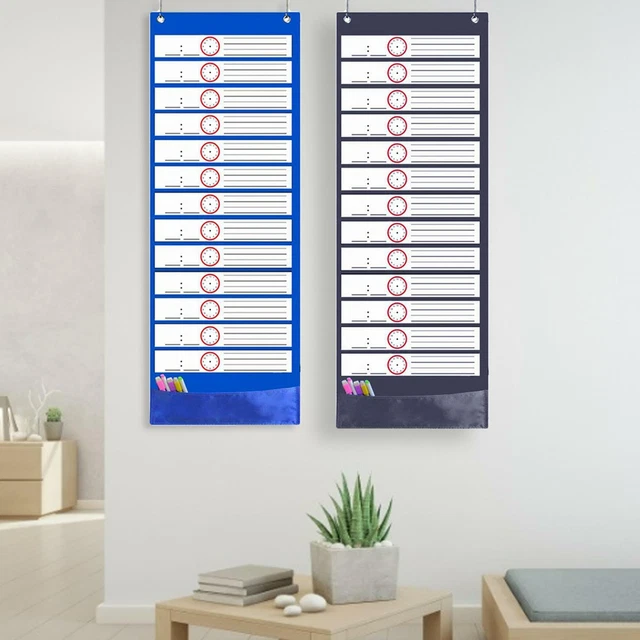 DAILY SCHEDULE POCKET Chart Over Door Mounted Wall Hanging with 18 Dry