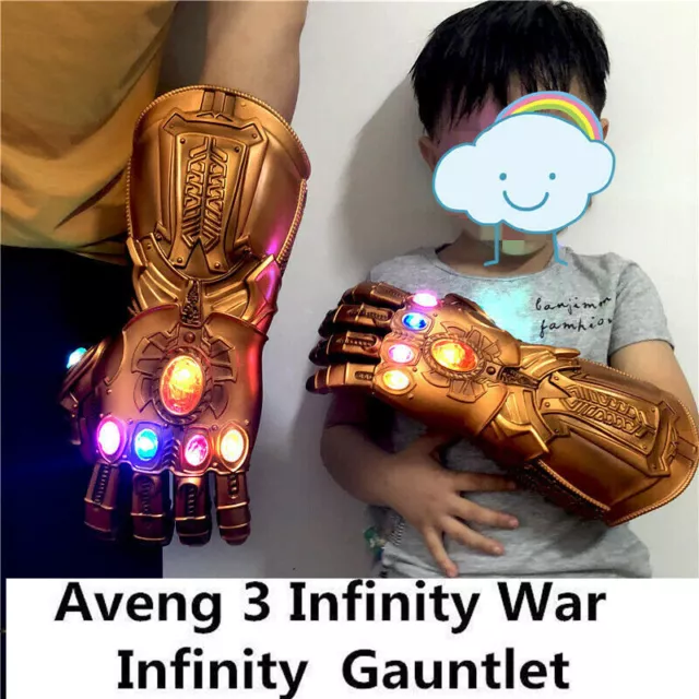 Avengers Thanos Iron Man Infinity w/Cosplay Gauntlet Stone Removable LED Gloves-