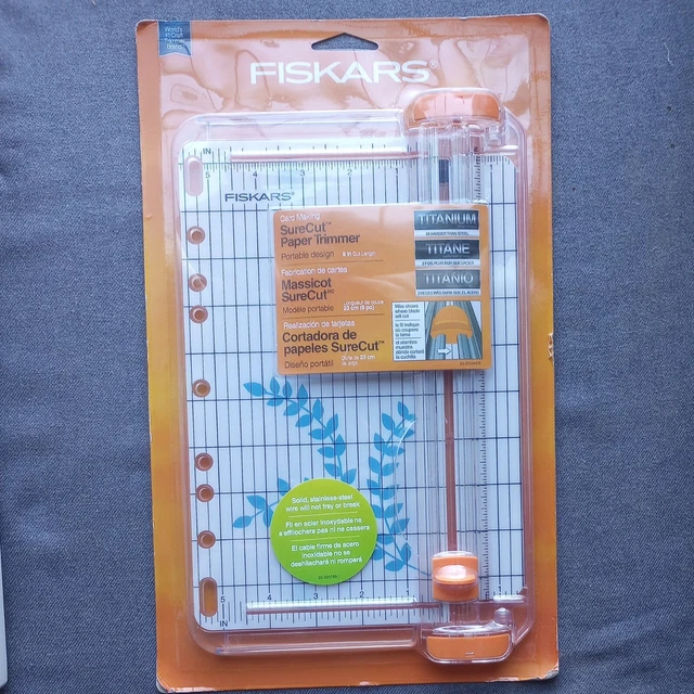 Fiskars Sure Cut Paper Trimmer 9" Portable Design Titanium Coated Blade Blue