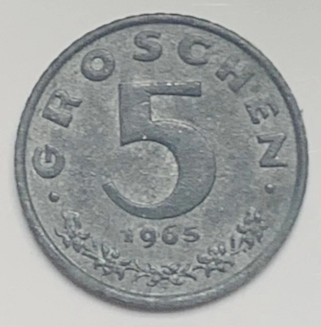 1965 Austria 5 Groschen KM# 2875 Circulated Condition 