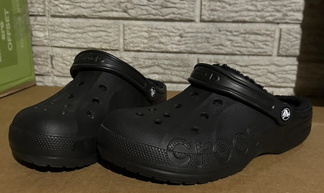 Crocs  Black Faux Fur Lined Dual Comfort Clogs - Size Mens 10 Women's 12