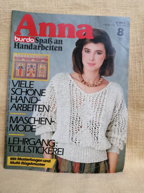 ANNA Burda SPASS AN HANDARBEITEN 8/1984 Maschenmode Tüllstickerei Ajour Stricken