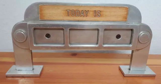 Vintage Art Deco Bank Teller Date display calendar Mountable solid Aluminum