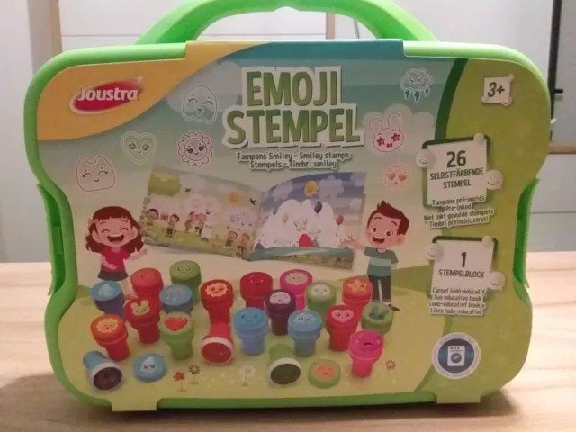 Joustra Stempel Set " Emojis " im Koffer 26 Stempel + Malblock, auswaschbar