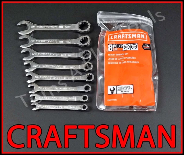 CRAFTSMAN TOOLS 8PC SAE Standard Midget Ignition Mini Combination
