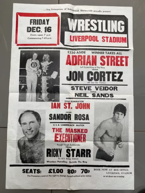 BRITISH 1970s ORIGINAL WRESTLING POSTER