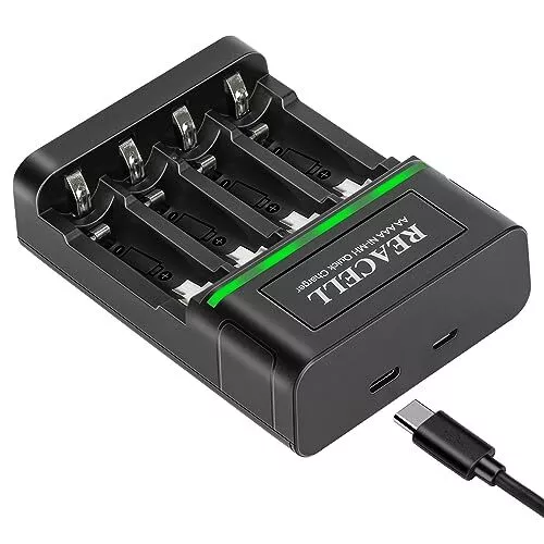 Chargeur de batterie EBL chargeur de piles - chargeur piles rapide pour aa  aaa piles rechargeables ni-mh, avec indicateurs led intelligents et 2 ports  usb pour charger sma