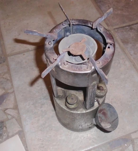 VINTAGE COLEMAN 530 B46 Pack Stove w funnel FIXERUPPER, PARTS 49.99