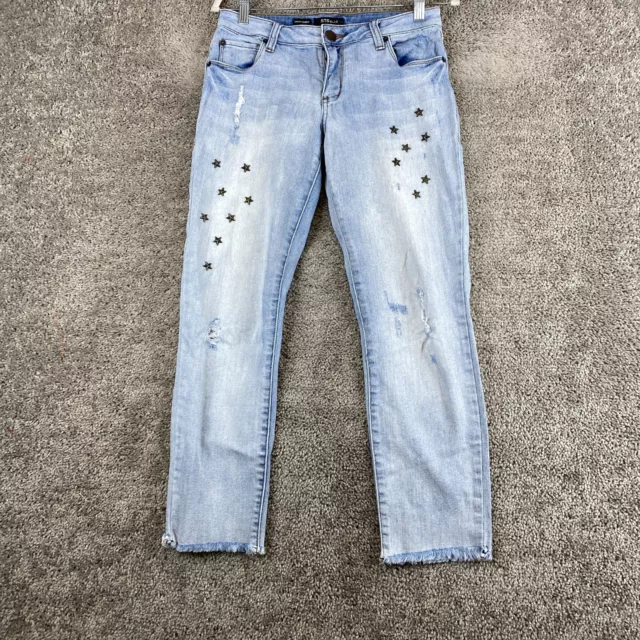 STS Blue Taylor Tomboy Jeans Women's 25 Blue 5-Pocket Distressed Stars Frayed