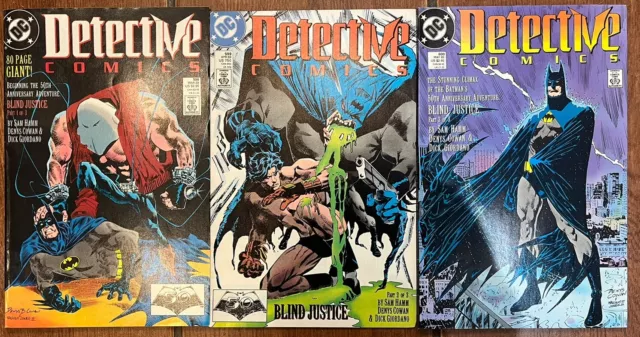 DC COMICS DETECTIVE COMICS #598 , 599 & 600 1989 Blind Justice 1-3 Full Set NM