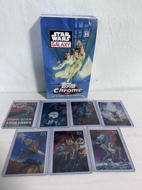 Topps 2021 Star Wars Chrom Galaxy Hobby Box,30 Karten , Refractor, 1/150,