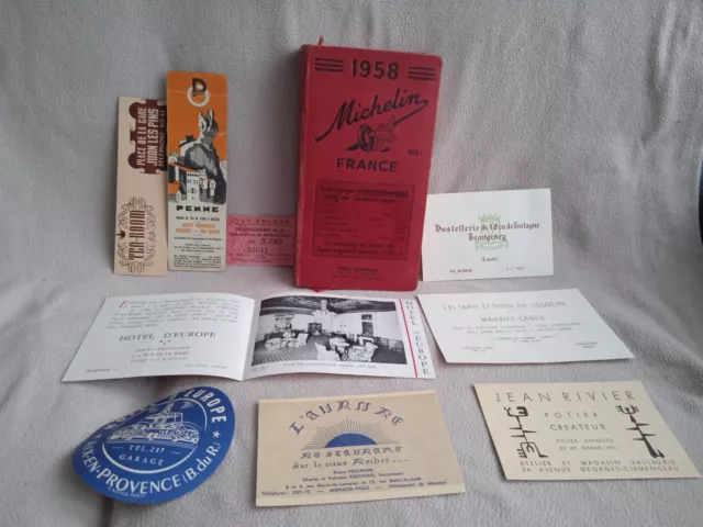 Guide Michelin 1958 avec différentes publicité d'époque