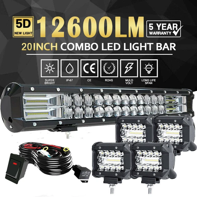 Front 20" LED Light Bar Grill Below Driving Off-road Flood Spot Combo Lamps Pods