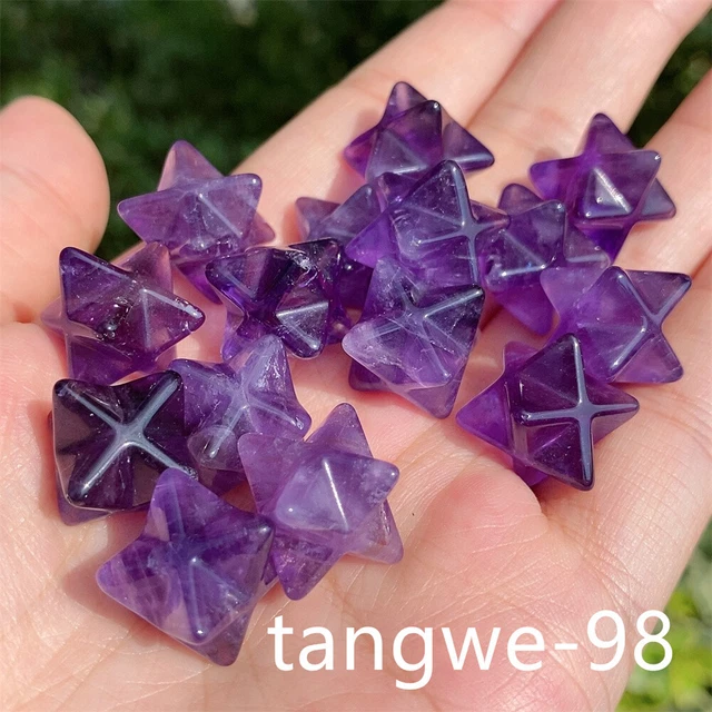 5pcs Natural Amethyst Crystal  Merkaba Star Carved Quartz Crystal Reiki Healing