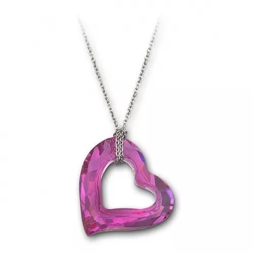 Swarovski #1076291 Loveheart Fuchsia Small Pendant Brand Nib Crystal Rhodium