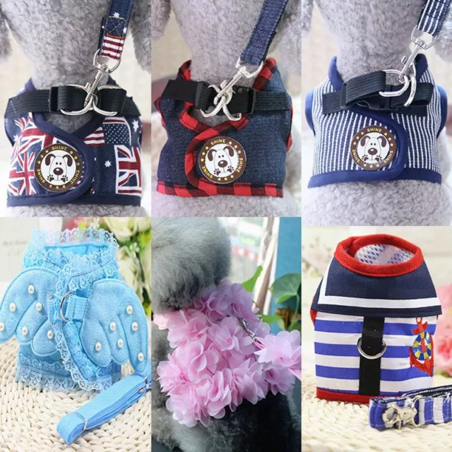 Chihuahua Pet Dog New Harness Leash Chest Strap Lead Set Denim Vest Pet Supplies