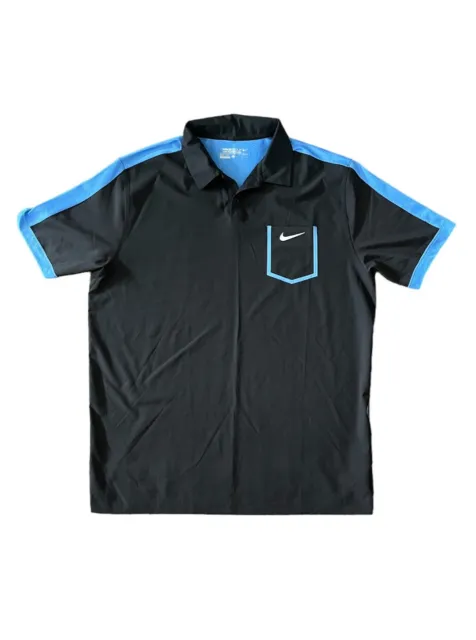Nike Golf Tour Performance Collar Shirt Mens Size Xl Black Blue Dri Fit Tracking