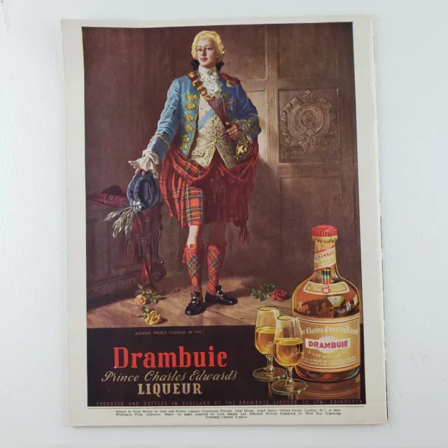 1953 Drambuie Scotch Prince Charles Edward’s Liqueur Vintage Art Print Ad