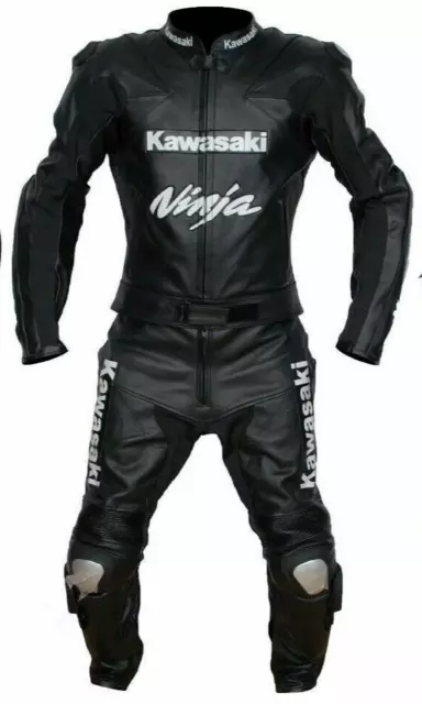 Kawasaki Two Piece Motorbike racing suit Customized MotoGP cowhide leather suit